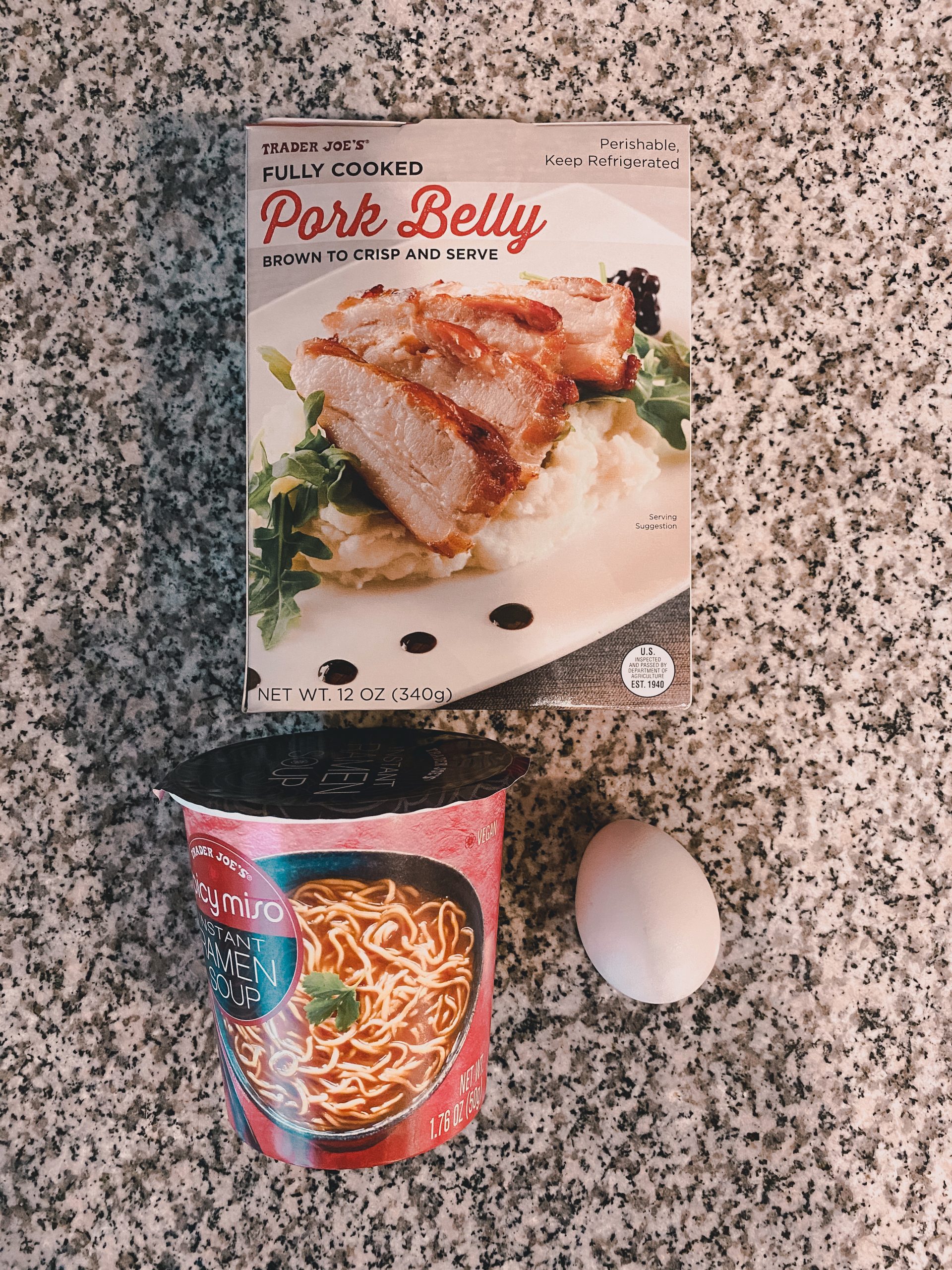 pork belly ramen with egg 3-ingredient trader joe's meal