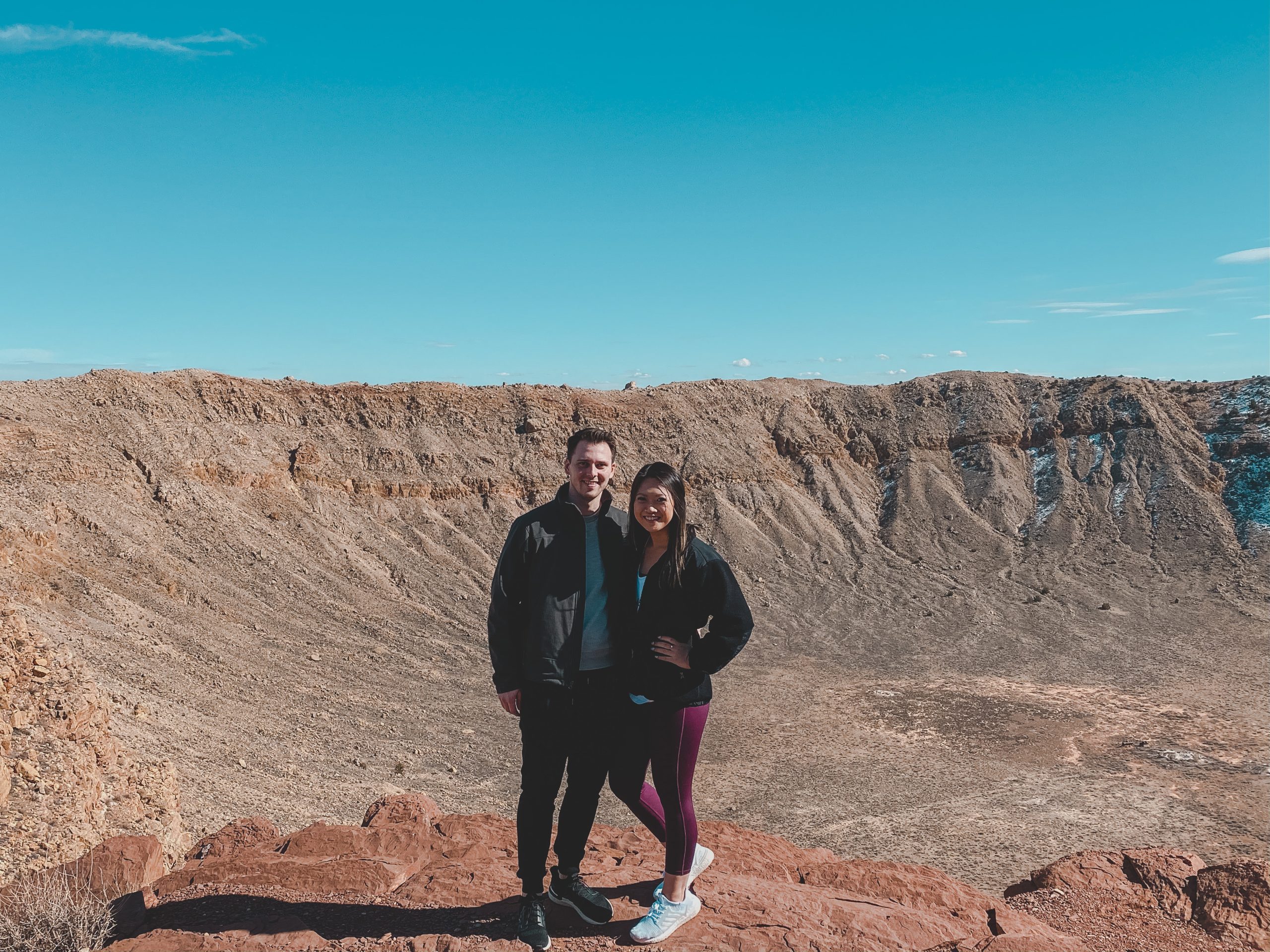 brett okland and kelly chen at meteor crater natural landmark